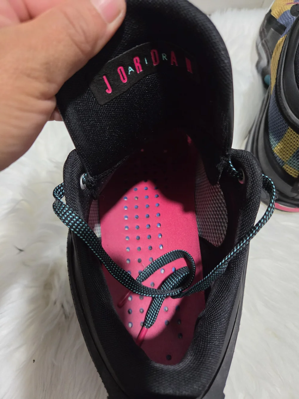 Jordan  Multicolor Knit Basketball Sneakers in Black with Pink Jumpman